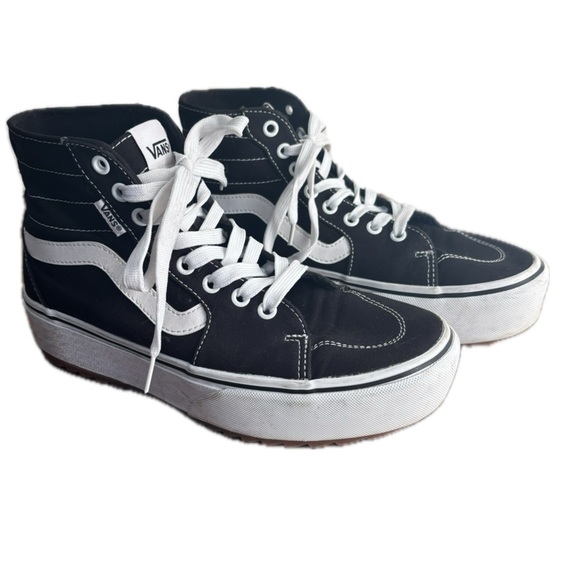 Vans Black and White High-Top Sneakers Ladies Size 9 - Picture 1 of 11